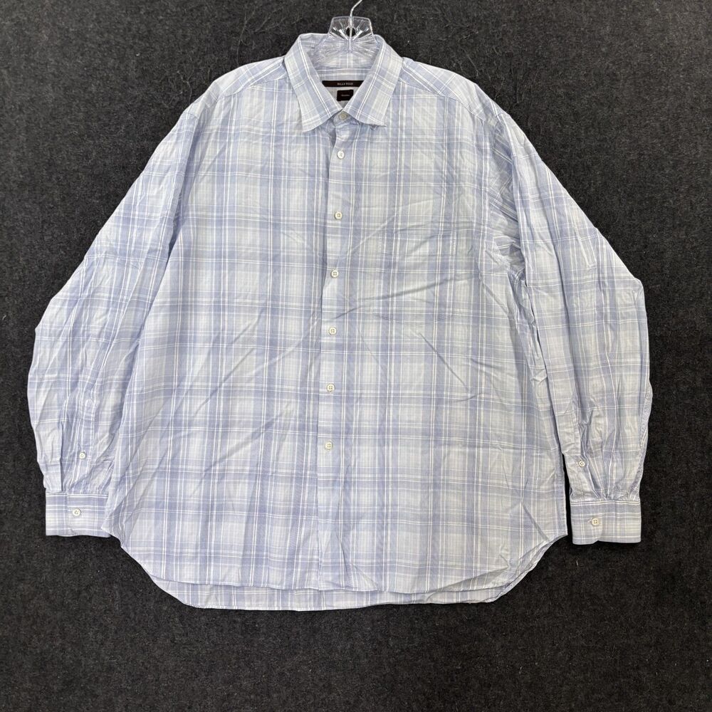 Billy Reid Orleans Shirt Men's XXL Blue Plaid Made In Italy Pocket Button Up